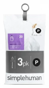 Image of simplehuman Bin Liner Code P 3 x 20 Pack 60 Liners