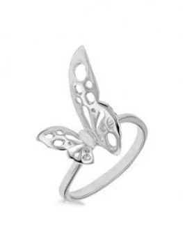 Image of The Love Silver Collection Sterling Silver Rhodium Plated Filigree Butterfly Ring
