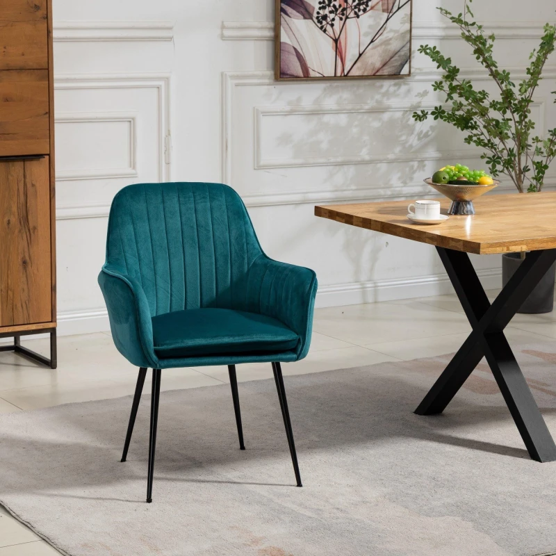 Image of Artemis Home Carrara Velvet Dining Chairs - Set of 2 in Teal Teal Unisex