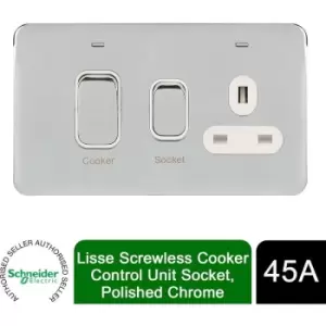 Image of Lisse Screwless CookerControl Unit Socket 45A Polished Chrome - Schneider Electric