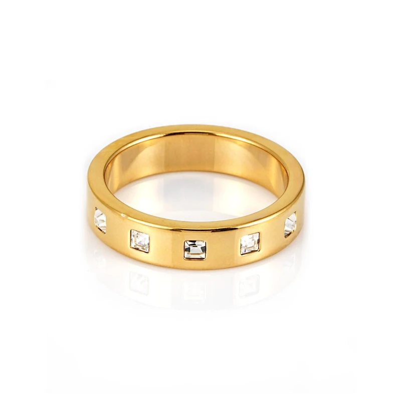 Image of Say It With Half Band Stone Ring - Yellow Gold - Large Gold Unisex Large