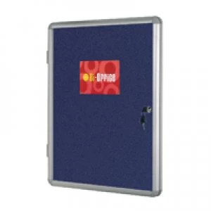 Image of Bi-Office Lockable Internal Display Case 1780x1180mm Blue Felt Alumini