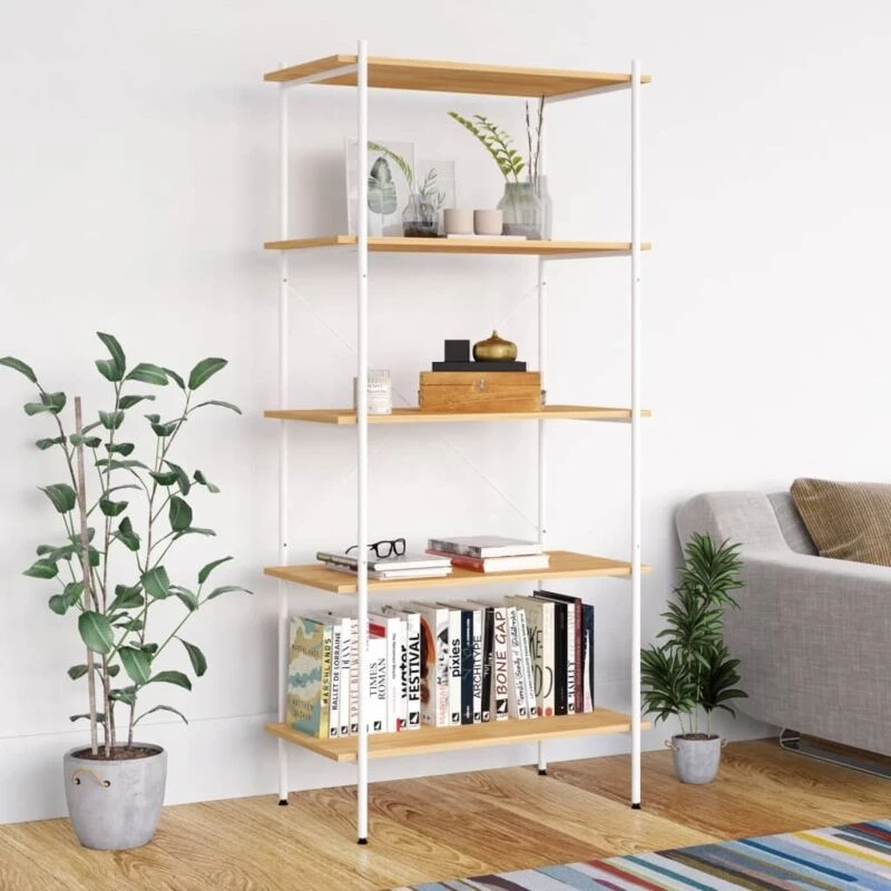 Image of VIDAXL 5-Tier Shelving Unit White and Oak 80x40x163cm vidaXL 8720286563045