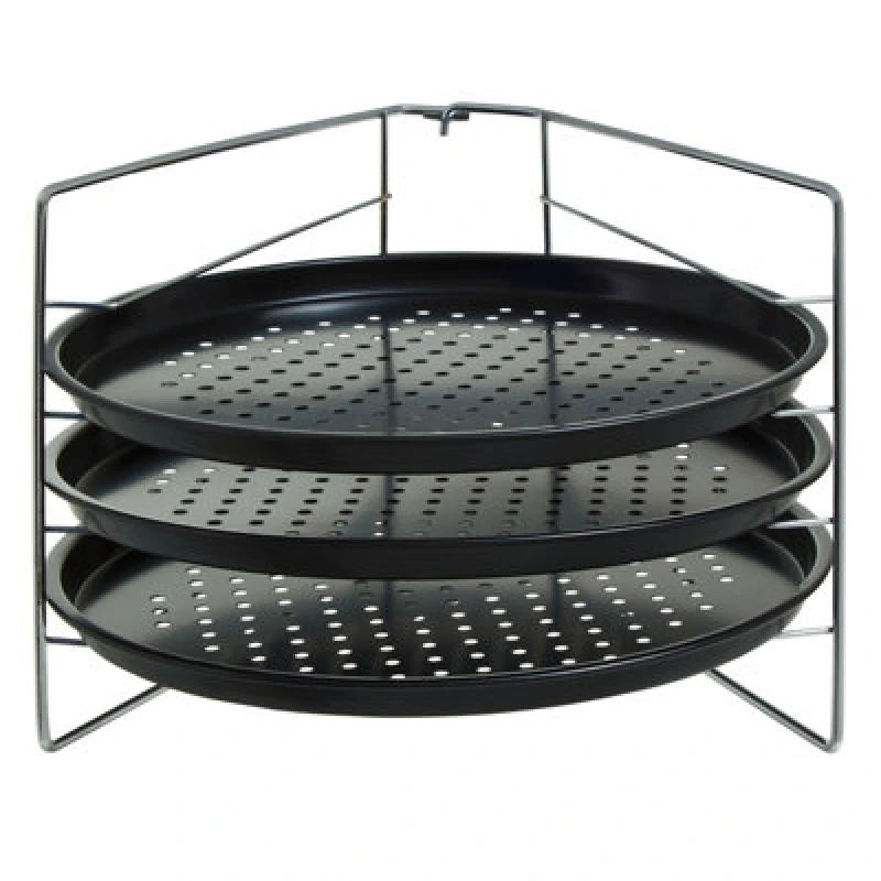Image of Premier Housewares Interiors By Premier Three Tier Pizza Rack, Non-Stick Carbon Steel Rack For Storing And Serving Multiple Pizzas, Space-Saving