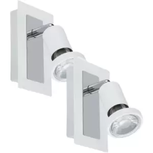 Image of 2 PACK Wall Spot Light White & Chrome Back Plate & Shade Rocker Switch GU10 5W