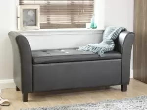 Image of GFW Verona Black Upholstered Faux Leather Window Seat Flat Packed