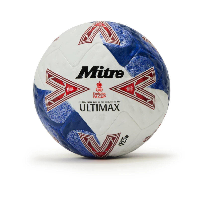 Image of Mitre Ultimax Pro FA Cup 2025 Football White/Blue unisex Size 5
