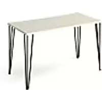 Image of Rectangular Hairpin Desk White Wood/Metal Hairpin Legs Black Tikal 1200 x 600 x 730mm