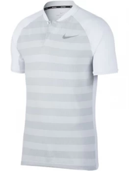 Image of Mens Nike Momentum Stripe Blade Polo White