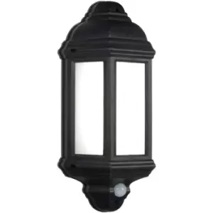 Image of Traditional IP44 Wall Lantern Light with PIR - 7W Cool White LED - Matt Black