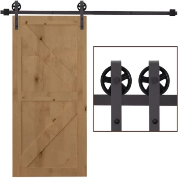 Image of Carbon Steel Sliding Barn Wood Door Hardware Closet Track - Homcom
