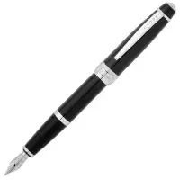 Image of Cross Bailey AT0456-7MS Medium Fountain Pen - Black with Chrome (in Gift Box)