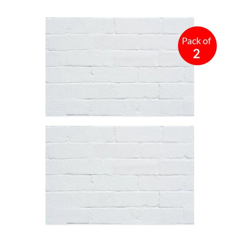 Image of Ener-J Soft And Flexible White Pu Panel Stylish Faux Brick Texture Size:1200 X 600 X 3mm (Pack Of 2)