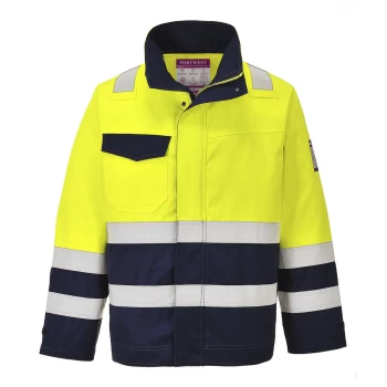 Image of Modaflame Flame Resistant Hi Vis Jacket Yellow / Navy L