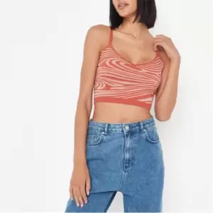 Image of Missguided Orange Zebra Print Knitted Top - Cream