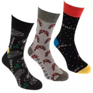 Image of Friends Unisex Adult Socks (Pack of 3) (One Size) (Black/Grey)