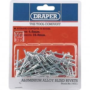 Image of Draper Aluminium Pop Rivets 4.8mm 10mm Pack of 50