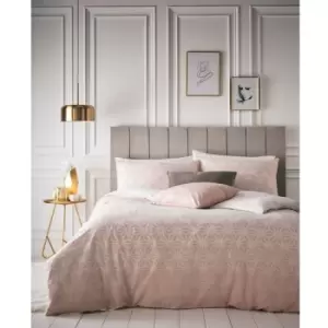 Image of Furn Tessellate Duvet Cover and Pillowcase Set (Double) (Blush Pink/Gold) - Blush Pink/Gold