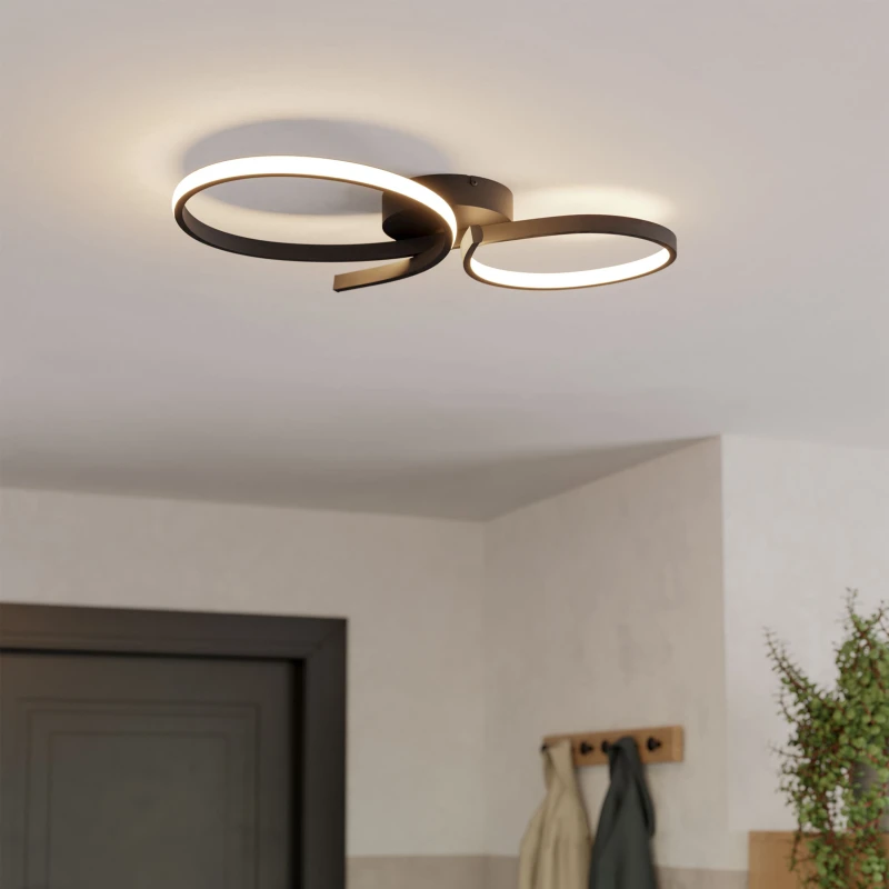 Image of EGLO Serpins Black Aluminium & Steel Modern Ceiling Light Black