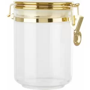 Image of Medium Canister With Gold Finish Lid Kitchen Canisters For Food Storage Airtight Jar / Jars For Tea Coffee Sugar And Spices 10 x 15 x 13 - Premier