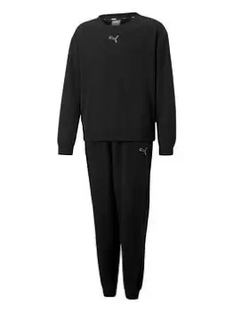 Image of Puma Puma Girls Loungewear Suit - Black, Size 7-8 Years, Women