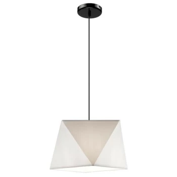 Image of Lamkur Lighting - Carla Dome Pendant Ceiling Lights, Fabric Shade White, 1x E27