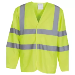 Image of Yoko Mens Hi-Vis Long Sleeve Waistcoat / Jacket (S) (Hi-Vis Yellow)