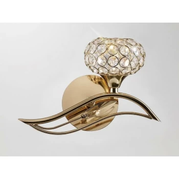 Image of Leimo wall light with switch 1 Bulb Right gold / crystal