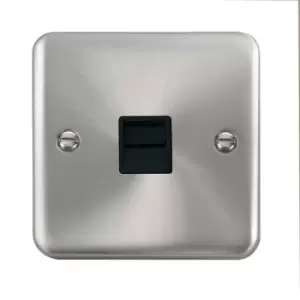 Image of Click Scolmore Deco Plus Satin Chrome 1 Gang Telephone Outlet With Black - DPSC120BK
