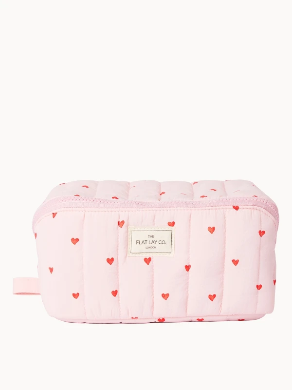Image of The Flat Lay Co Marshmallow Open Flat Box Bag in Sweet Pink Hearts Multi unisex