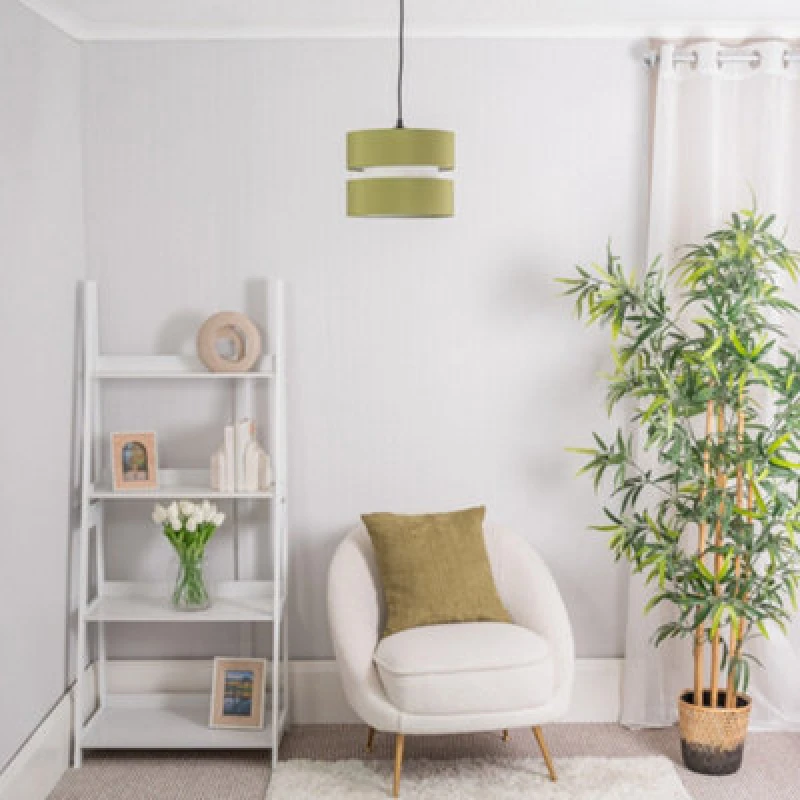 Image of ValueLights Sophia Easy Fit Small Light Lamp Shade with 10W LED Warm White Bulb Olive