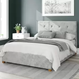 Image of Aspire Presley Velvet Kingsize Ottoman Bedframe - Silver