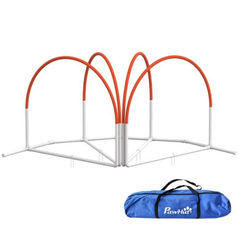 Image of PawHut Pawhut - Dog Agility Equipment Set with 4 pcs Weave Pole, Orange 5061025039920