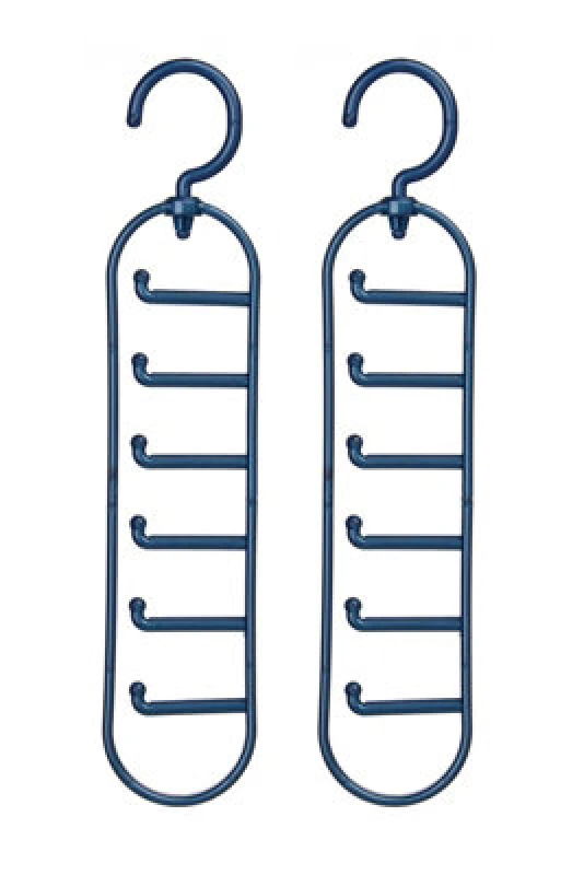 Image of Premier Housewares Plastic Hangers Set Of Two Plastic Tie Organiser Indigo