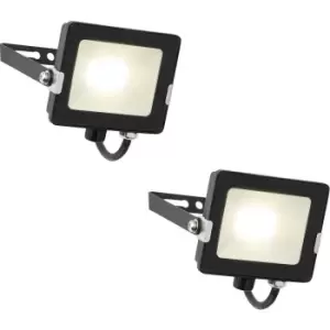 Image of 2 PACK Outdoor Waterproof LED Floodlight - 20W Cool White LED - Matt Black