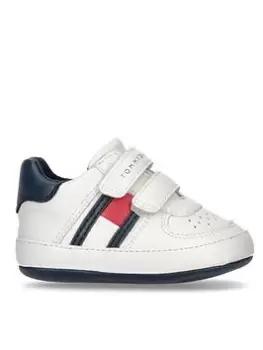 Image of Tommy Hilfiger Baby Flag Low Cut Velcro Shoe - Off White/blue, Off White, Size 3 Younger