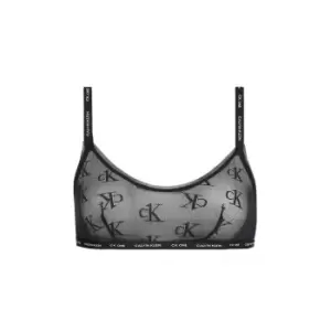 Image of Calvin Klein Mesh Logo Bralette - Black