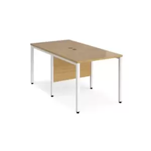 Image of Office Desk 2 Person Rectangular Desk 800mm Oak Tops With White Frames Maestro 25