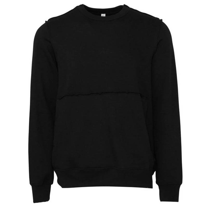 Image of Bella + Canvas Mens Raw Seam Pullover in Black Size: XS Black Male XS