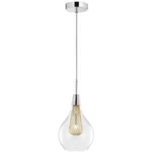 Image of Netlighting Merano Esquimalt 16cm Dome Pendant Ceiling Light Chrome Aluminium Cl