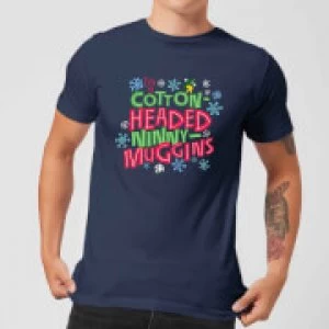 Image of Elf Cotton-Headed Ninny-Muggins Mens Christmas T-Shirt - Navy - S