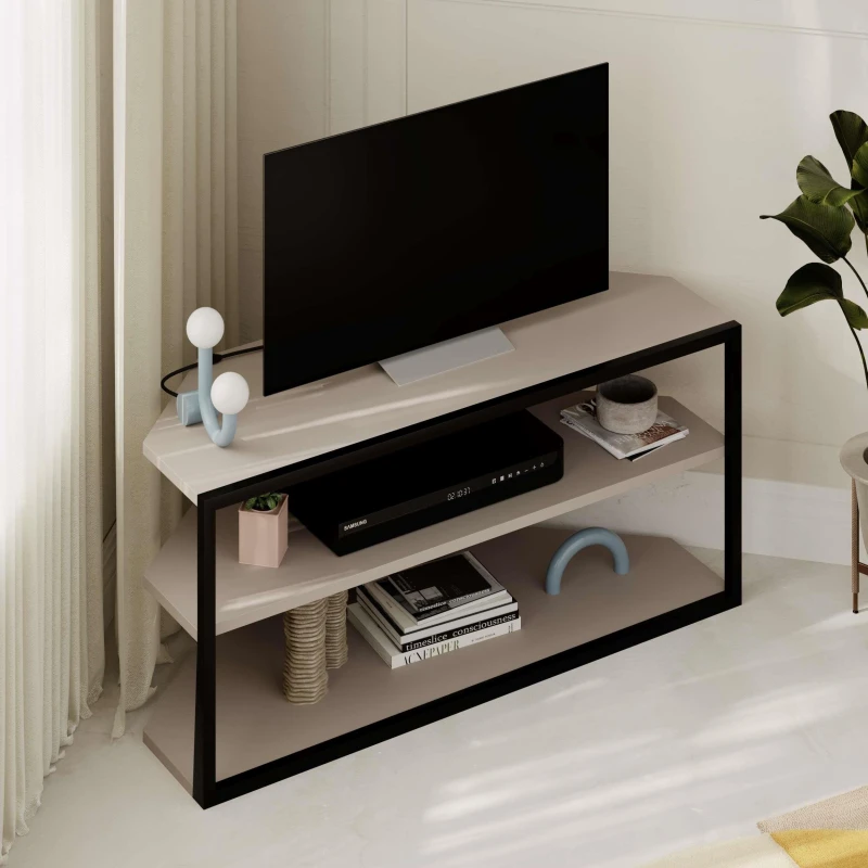 Image of Decortie Echo' Modern TV Unit with Metal Frame 98cm in Grey Size: 1 Pack Grey Unisex 1 Pack