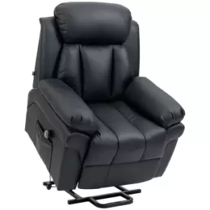 Image of HOMCOM Lift Stand Assistance Chair Recliner Sofa PU Leather Extra Padded Design Electric Power w/ Remote Black
