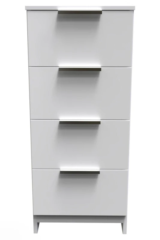 Image of Poole 4 Drawer Tallboy In White (Ready Assembled)