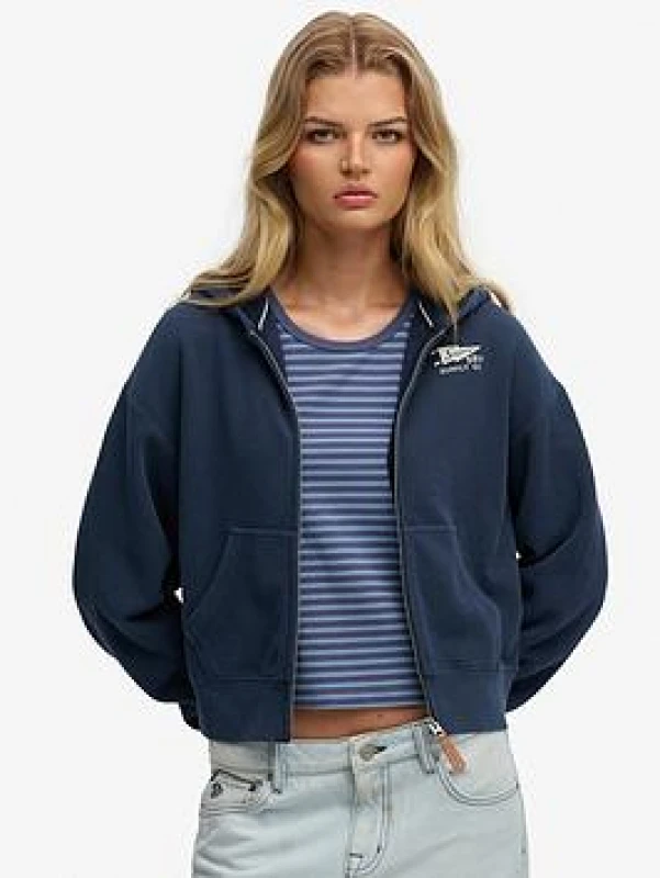 Image of Superdry Womens hooded sweatshirt Superdry Heritage Hamptons Bleu Female L