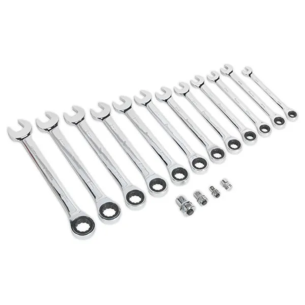 Image of Genuine SEALEY AK63912 Combination Ratchet Spanner Set 16pc Metric