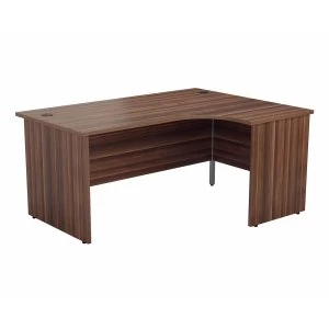 Image of TC Office Right Hand Crescent Desk with Panel End Legs 1600 x 1200mm, Dark Walnut