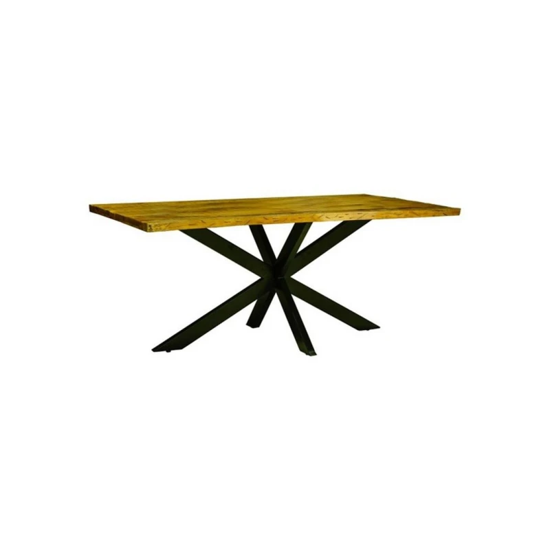 Image of Jaipur Furniture Ltd Kerela Artificial Edge Spider Leg Dining Table - Mango Wood/Iron - L80 x W140 x H76cm - Mango PP Saw Finish in Brown Brown Unise