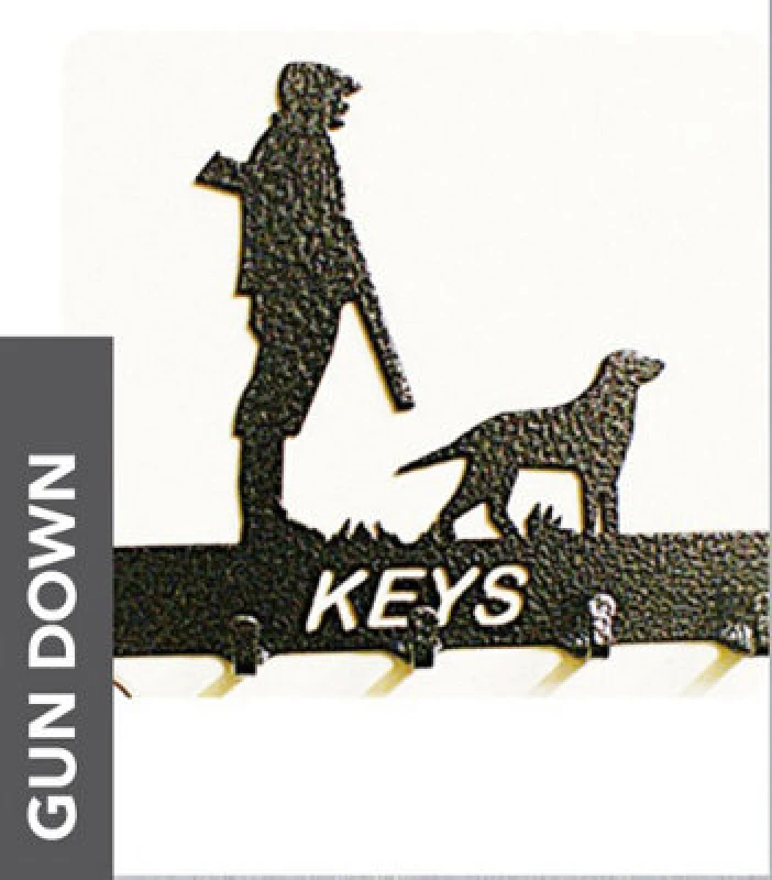 Image of Gun Down Key Holder - Rack - Solid Steel - W15 X H9cm - Black