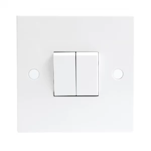 Image of KnightsBridge 10A White 2G Twin 2 Way 230V Electric Wall Plate Switch